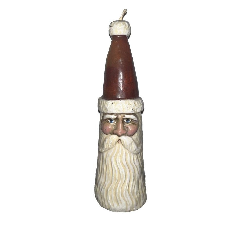 Vintage Santa Clause Candle Cone Shape Unique Rare Holiday Decor Christmas